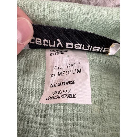 Cathy Daneils Size M Career Notched Blazer Jacket Green Single Button V Neck - Picture 6 of 9